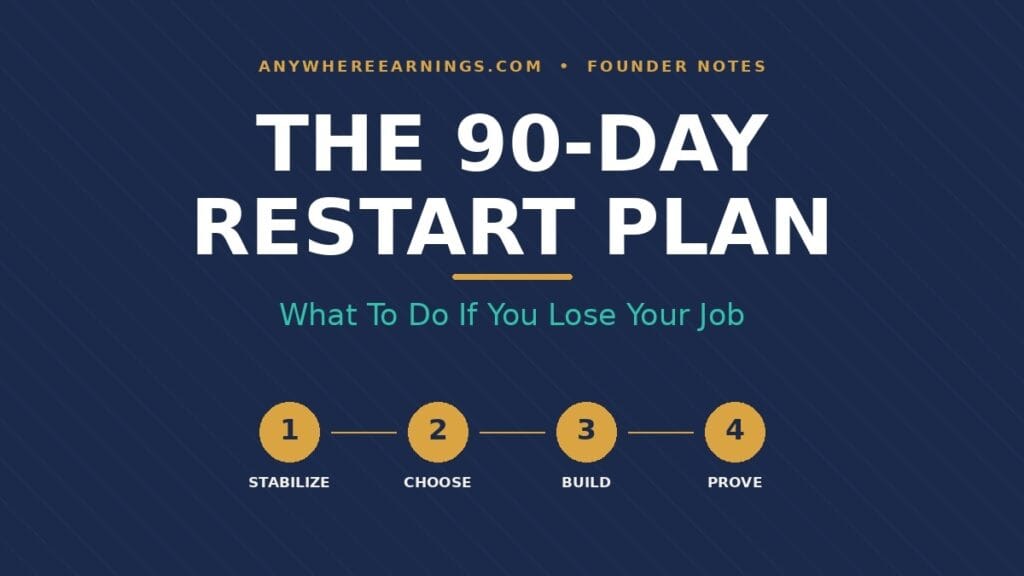 What to do if you lose your job - 90-day restart plan infographic